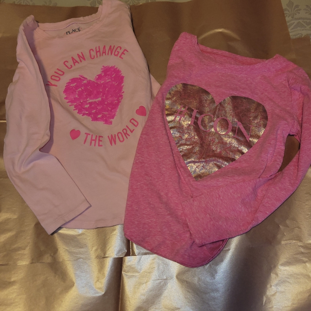 EUC 2pk girls Children's Place pink long sleeve shirts size 5/6